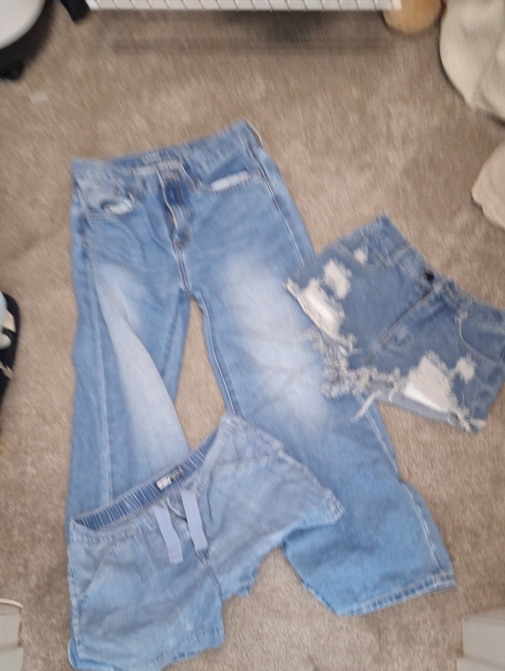 Old Navy Light Blue High-Rise Baggy Wide-Leg Jeans With Levis And Amazon Shorts